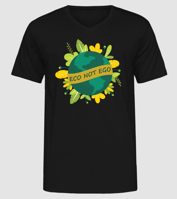 ECO NOT EGO model negru pe tricou