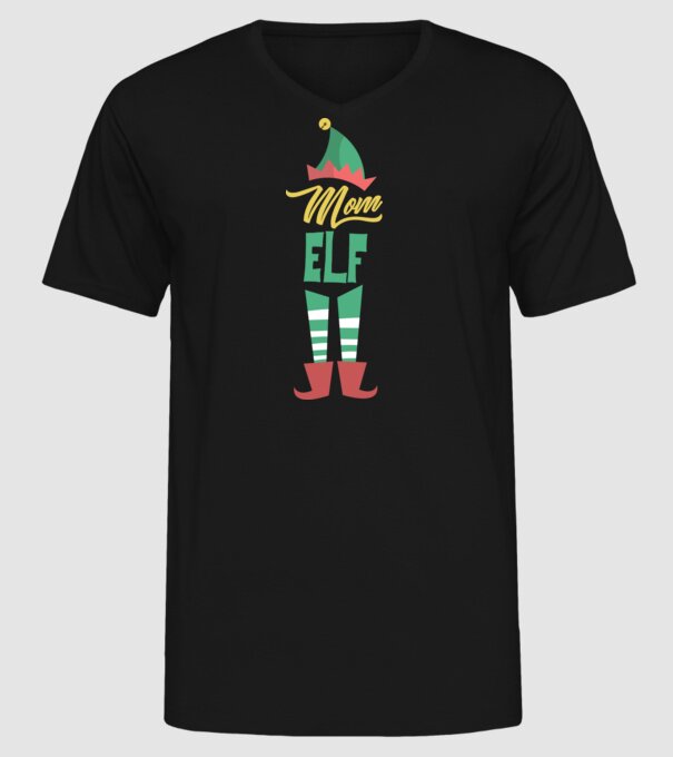 Elf family mom model negru pe tricou
