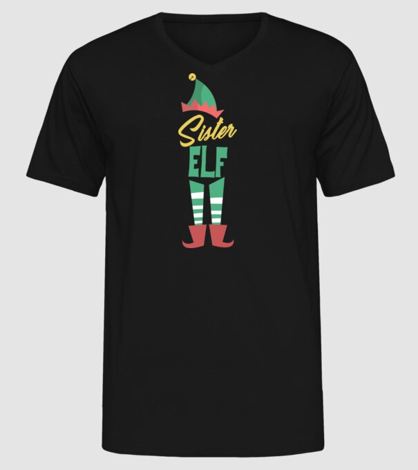 Elf family sister model negru pe tricou