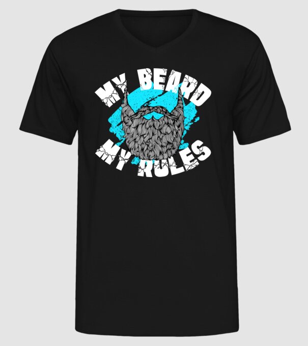 Barba mea, regulile mele (engleză) model negru pe tricou