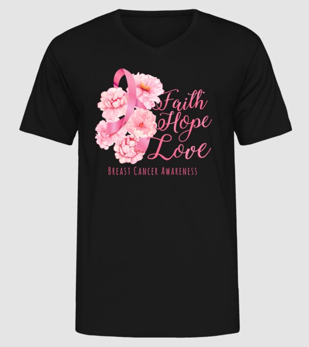 Faith hope love model negru pe tricou