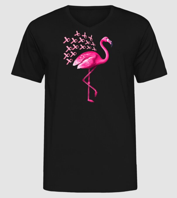 Flamingo pink model negru pe tricou
