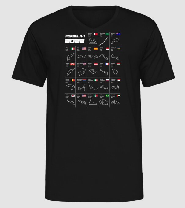 Formula 1 tracks 2022 model negru pe tricou