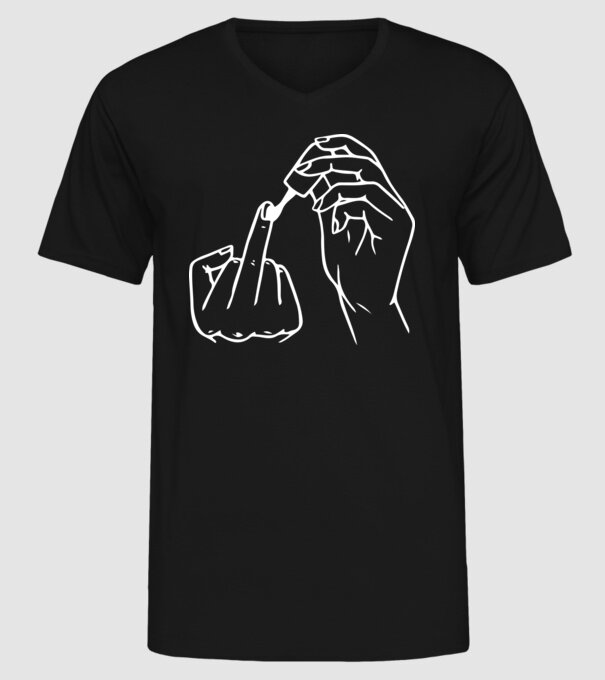 Nail polish Fuck U model negru pe tricou