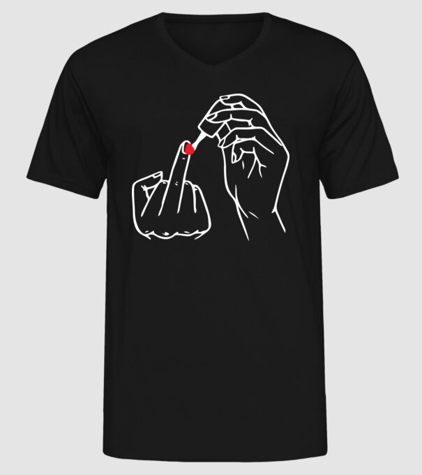 Nail polish Fuck U model negru pe tricou