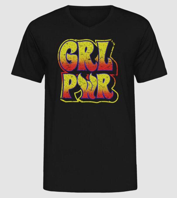 Girl Power retro model negru pe tricou