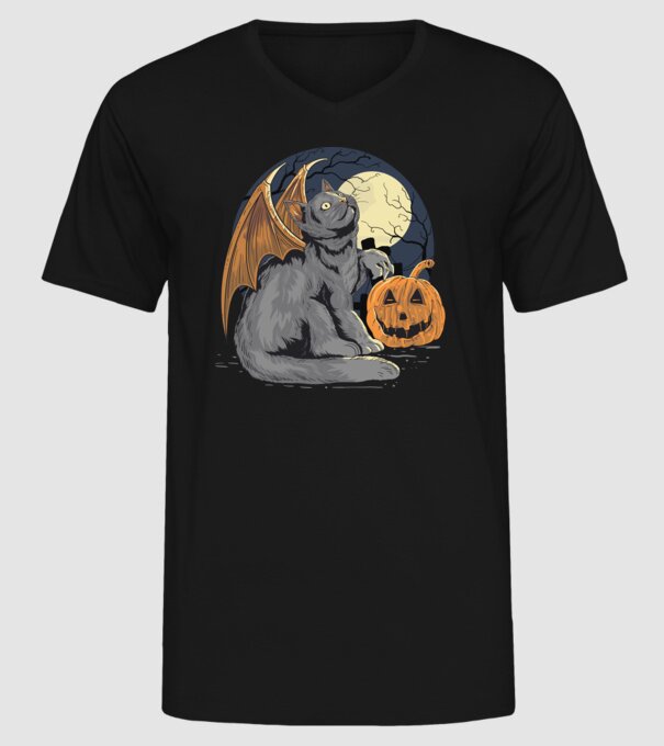 Halloween cica model negru pe tricou