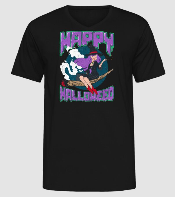 Happy Halloweed model negru pe tricou