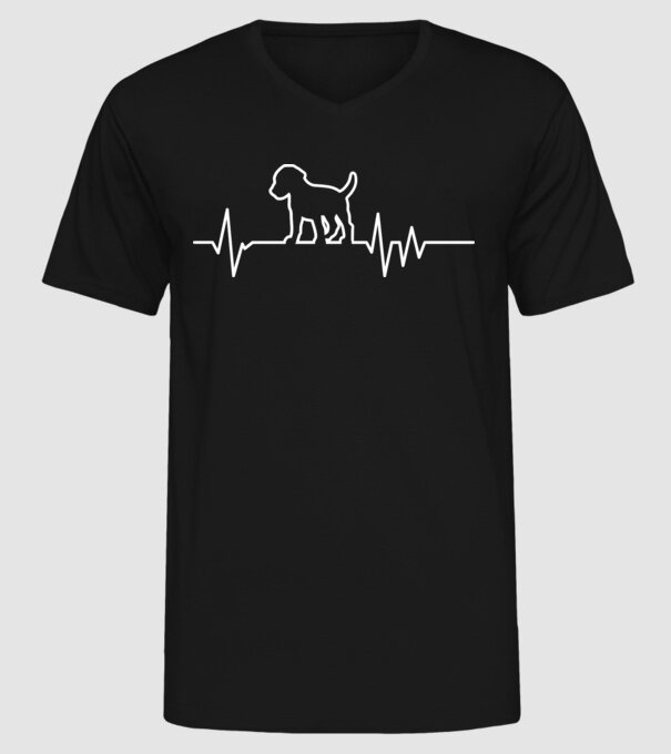 Heartbeat line Beagle model negru pe tricou