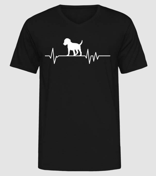 Heartbeat silueta Beagle model negru pe tricou