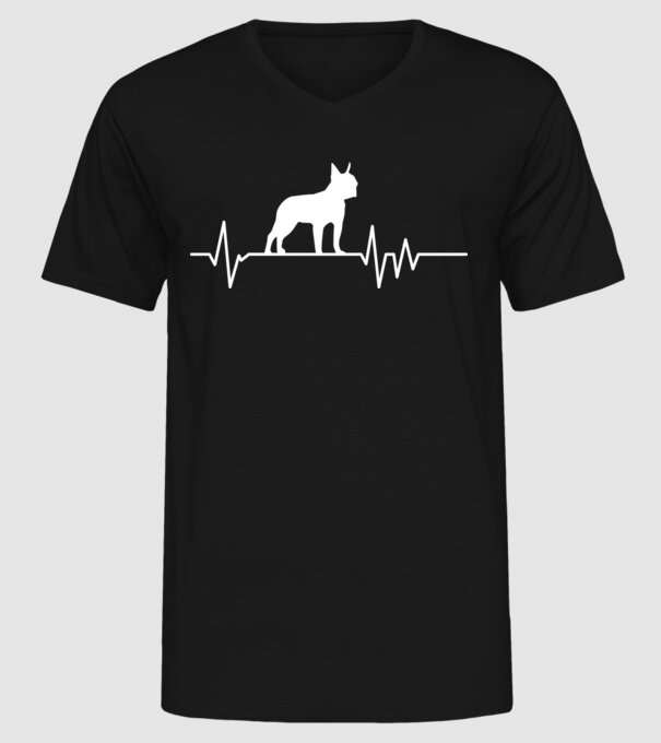 Heartbeat silueta Boston terrier model negru pe tricou