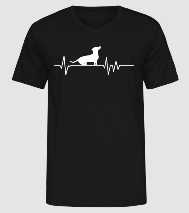 Heartbeat silueta Teckel model negru pe tricou