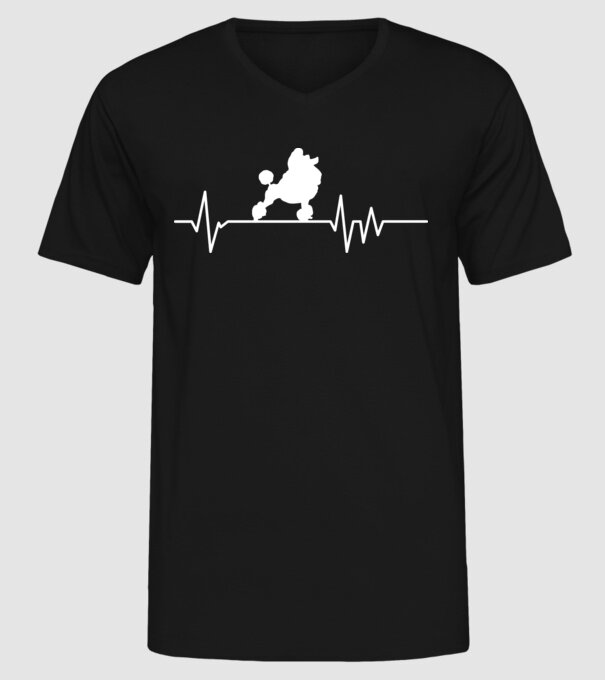 Heartbeat silueta Pudel model negru pe tricou