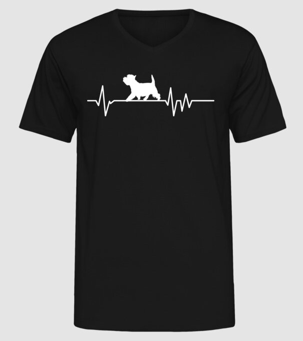 Heartbeat silueta Westie model negru pe tricou