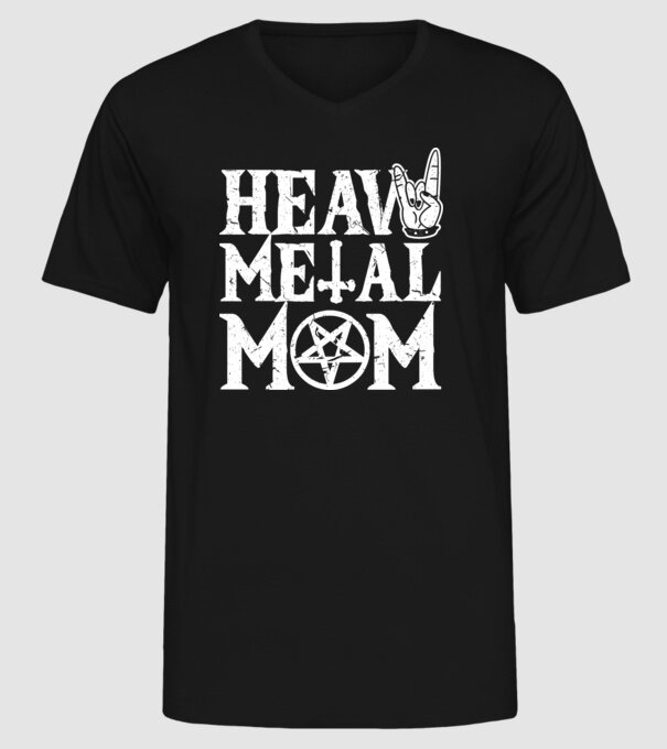 Heavy Metal Mom model negru pe tricou