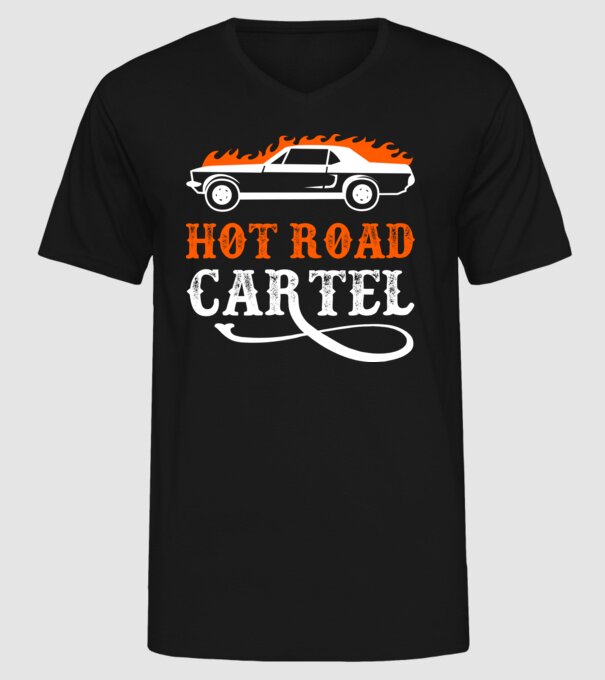 Hot road cartel model negru pe tricou