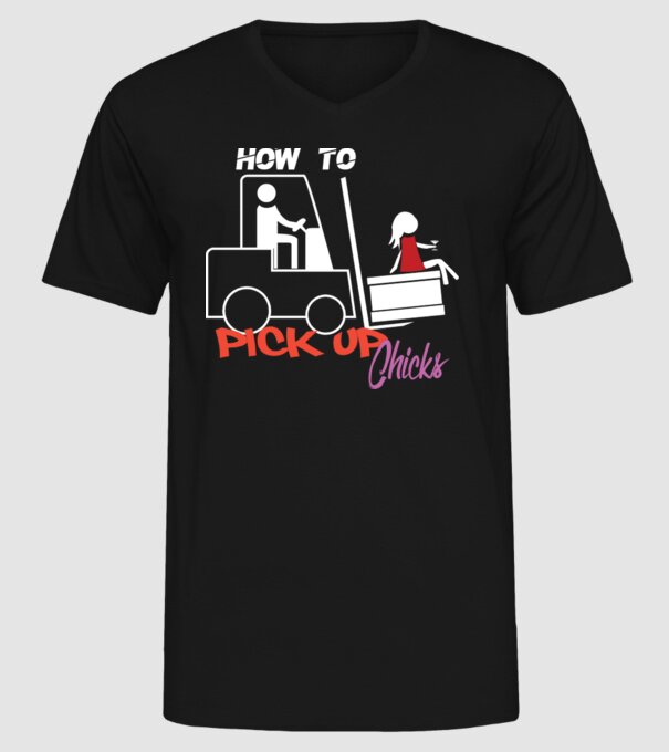 How to Pick up Chicks model negru pe tricou