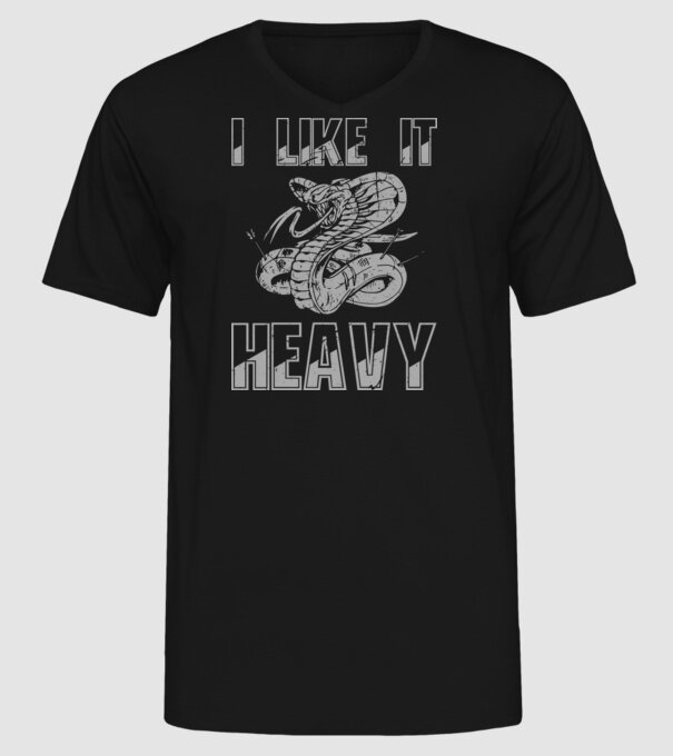 I like it heavy model negru pe tricou