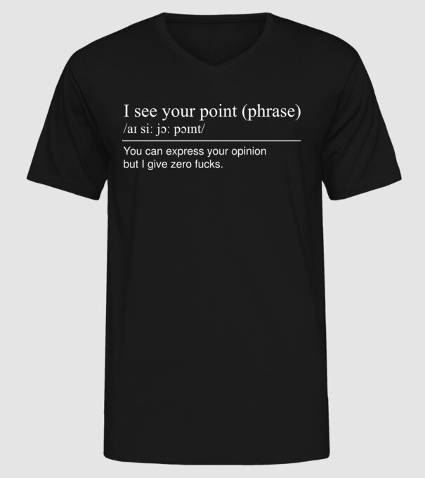 I see your point model negru pe tricou