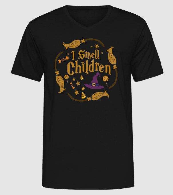 I smell children model negru pe tricou