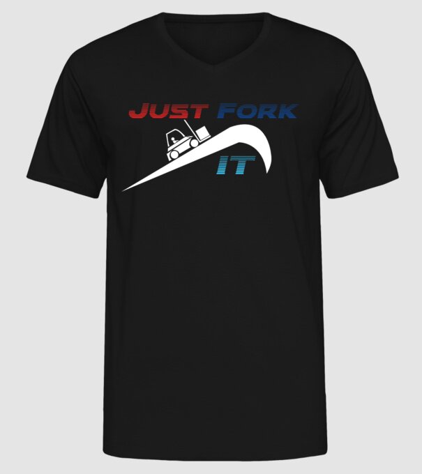 Just Fork It model negru pe tricou