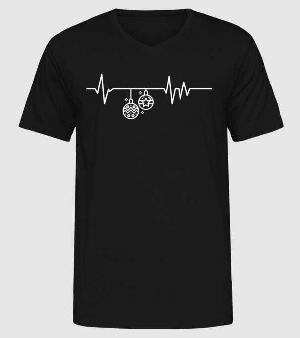 heartbeat Crăciun model negru pe tricou