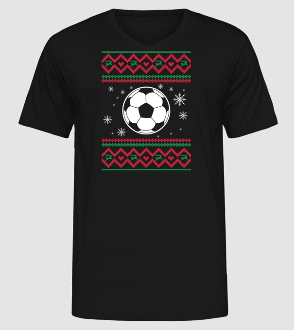 Model tricotat de Crăciun - fotbal model negru pe tricou