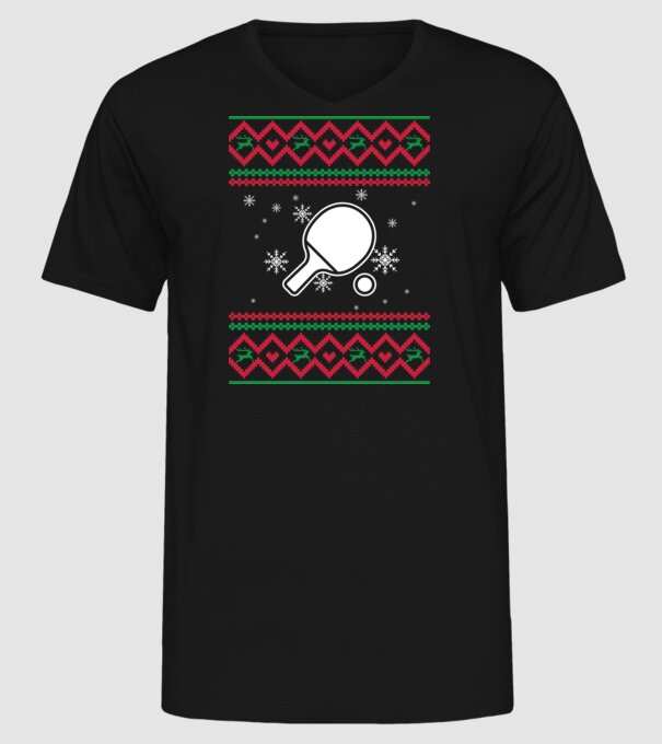 Model tricotat de Crăciun - tenis de masă model negru pe tricou