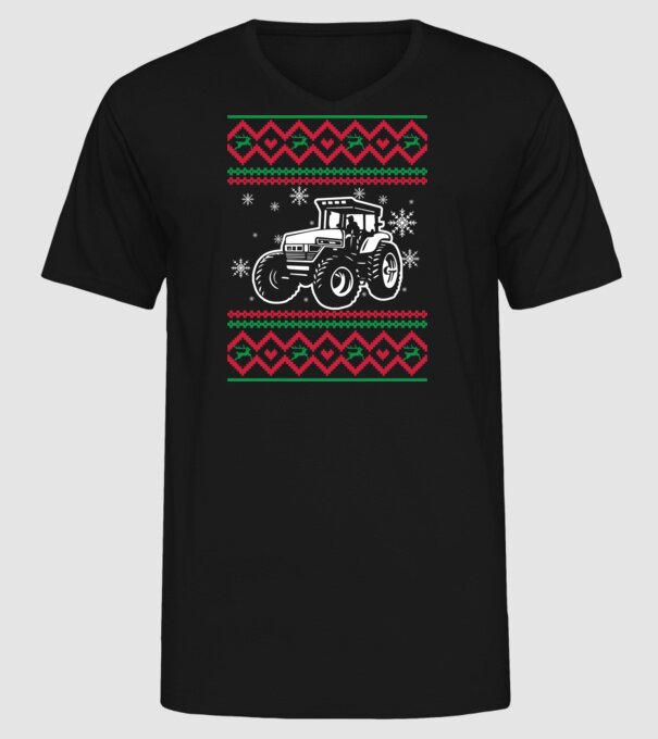 Model tricotat de Crăciun - tractorist model negru pe tricou