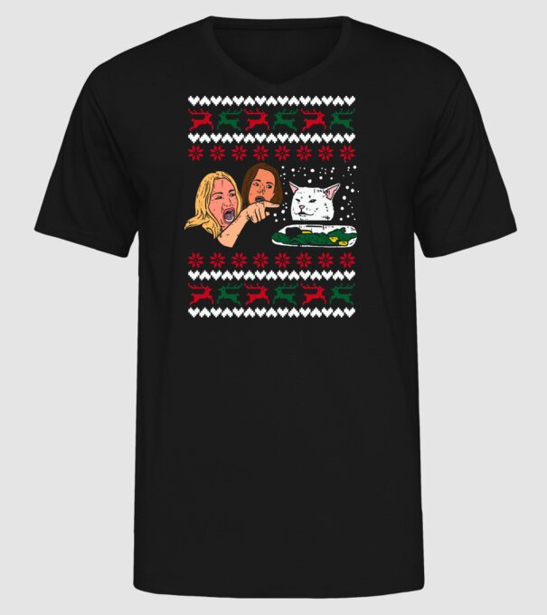 Pulovăr de Crăciun meme model negru pe tricou