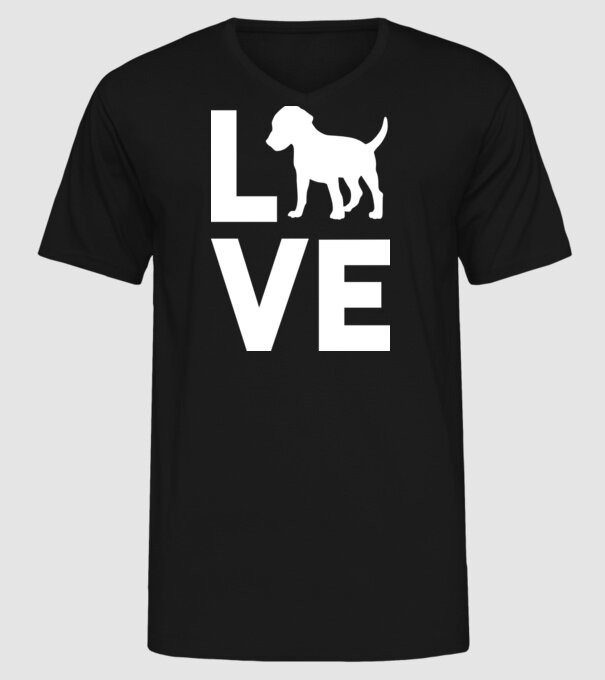 LOVE Beagle model negru pe tricou