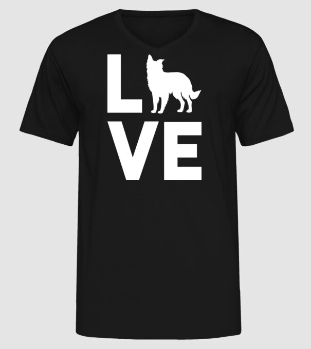 LOVE Border Collie model negru pe tricou