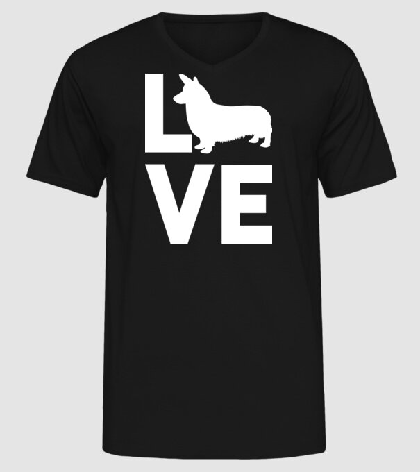 LOVE Corgie model negru pe tricou