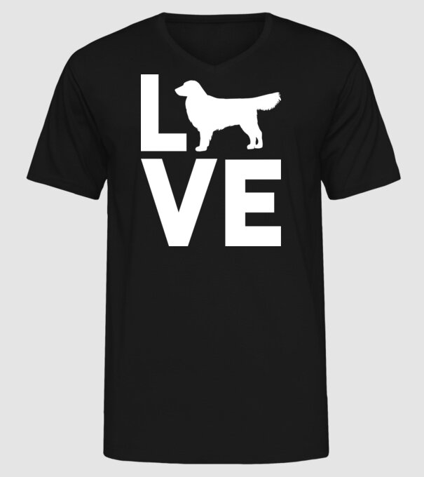 LOVE Golden Retriever model negru pe tricou
