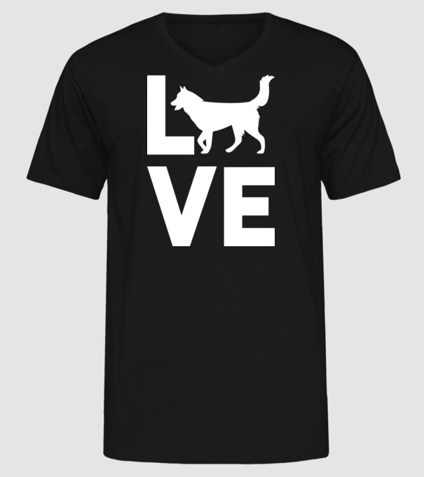 LOVE Husky model negru pe tricou