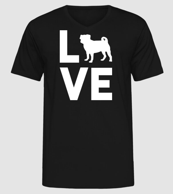 LOVE Mops model negru pe tricou