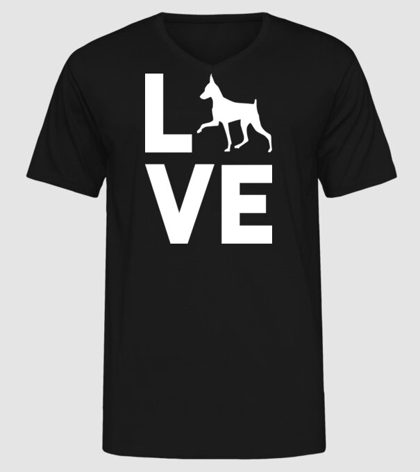 LOVE Pinscher model negru pe tricou