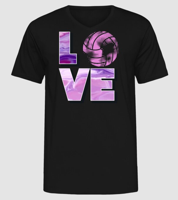 Love volleyball model negru pe tricou