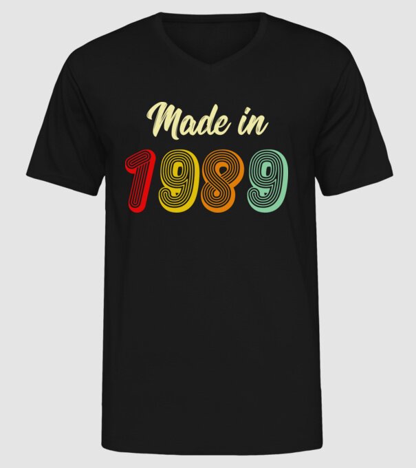 made in 1989 retro model negru pe tricou