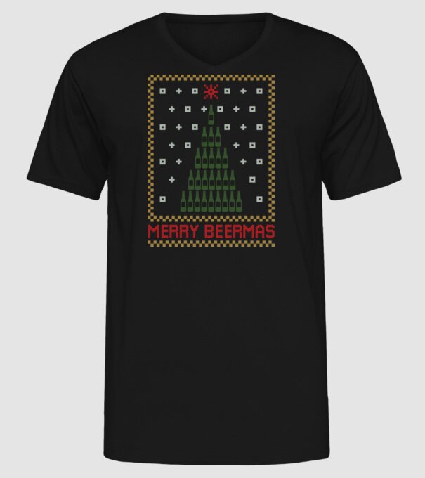 Merry Beermas model negru pe tricou