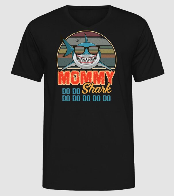 Mommy Shark model negru pe tricou