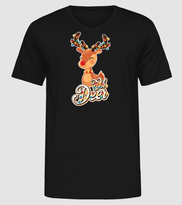 Oh deer model negru pe tricou