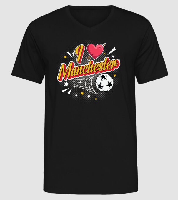 Popart Manchester model negru pe tricou