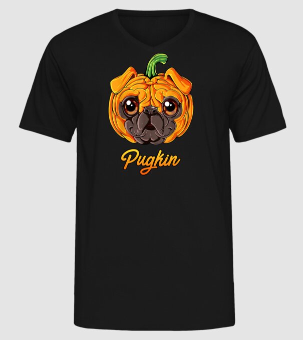 Pugkin model negru pe tricou