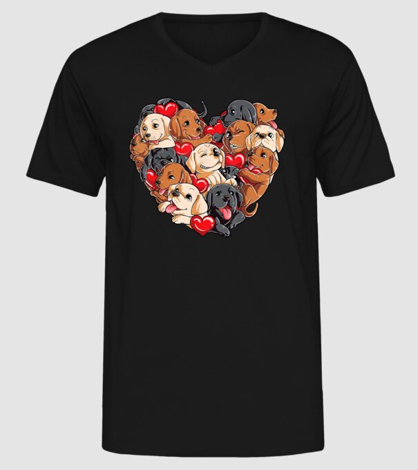 Puppy Heart model negru pe tricou