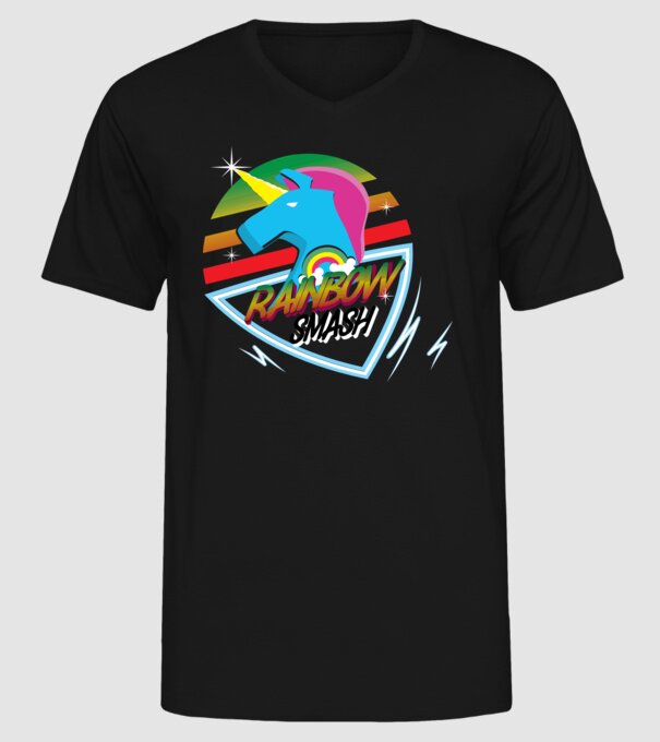 Rainbow smash model negru pe tricou