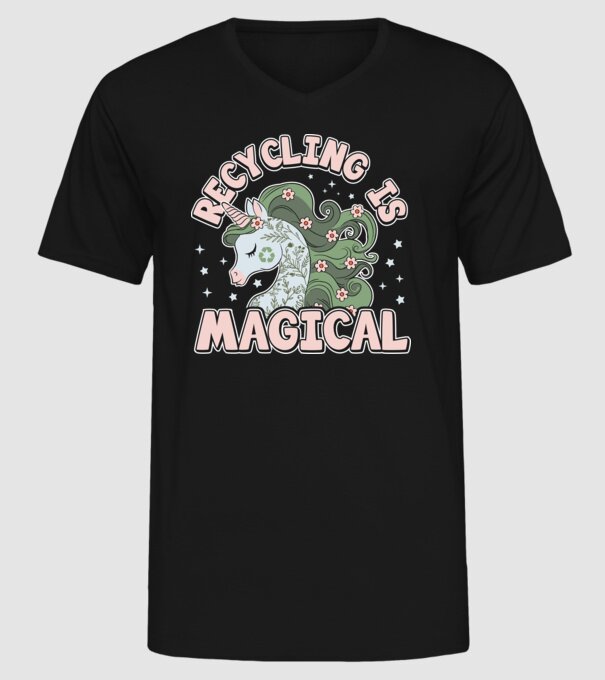 Recycling is magical model negru pe tricou