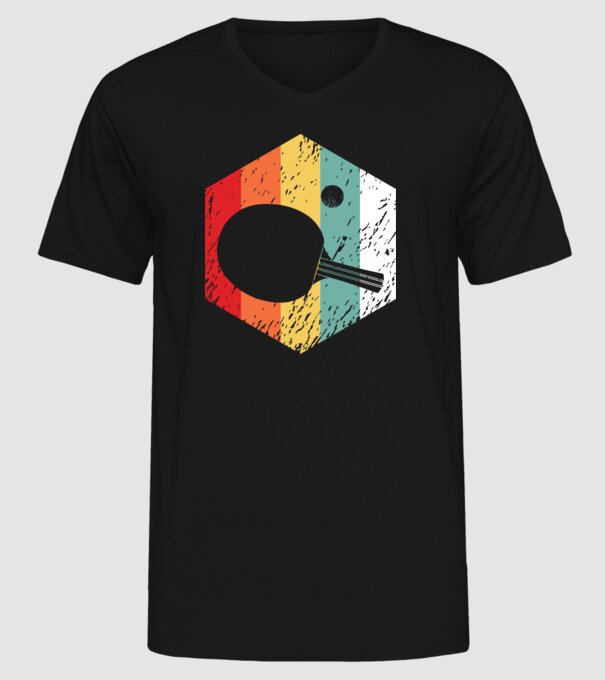 Retro Ping Pong model negru pe tricou