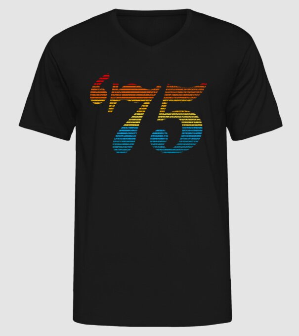 Retro Birthday 1975 model negru pe tricou