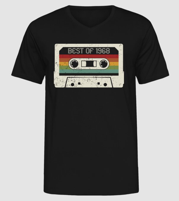 retro tape 1968 vintage model negru pe tricou
